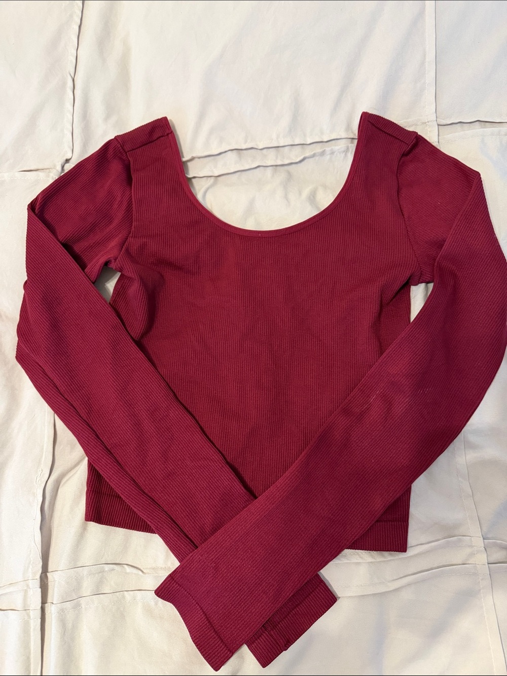 Juniors Wild Fable Ribbed Long-Sleeve Scoop Neck Top - Burgundy